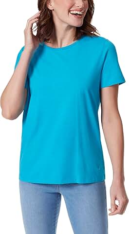 Women's Short Sleeve Knit Tee with Wide Crew Neck