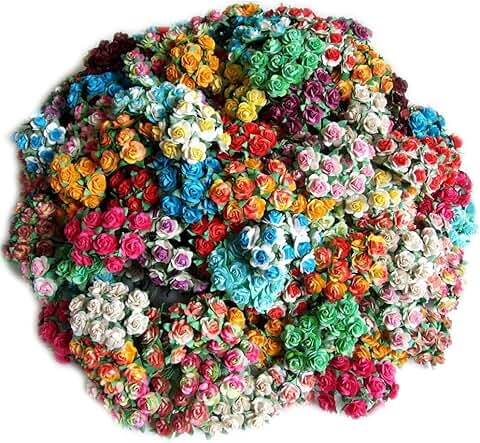 Assorted Artificial Mulberry Paper Rose Flowers, 1.5cm
