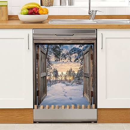 Winter Sunrise Footprints Magnetic Refrigerator Cover