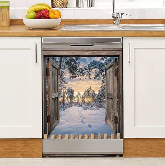 Winter Sunrise Footprints Magnetic Refrigerator Cover