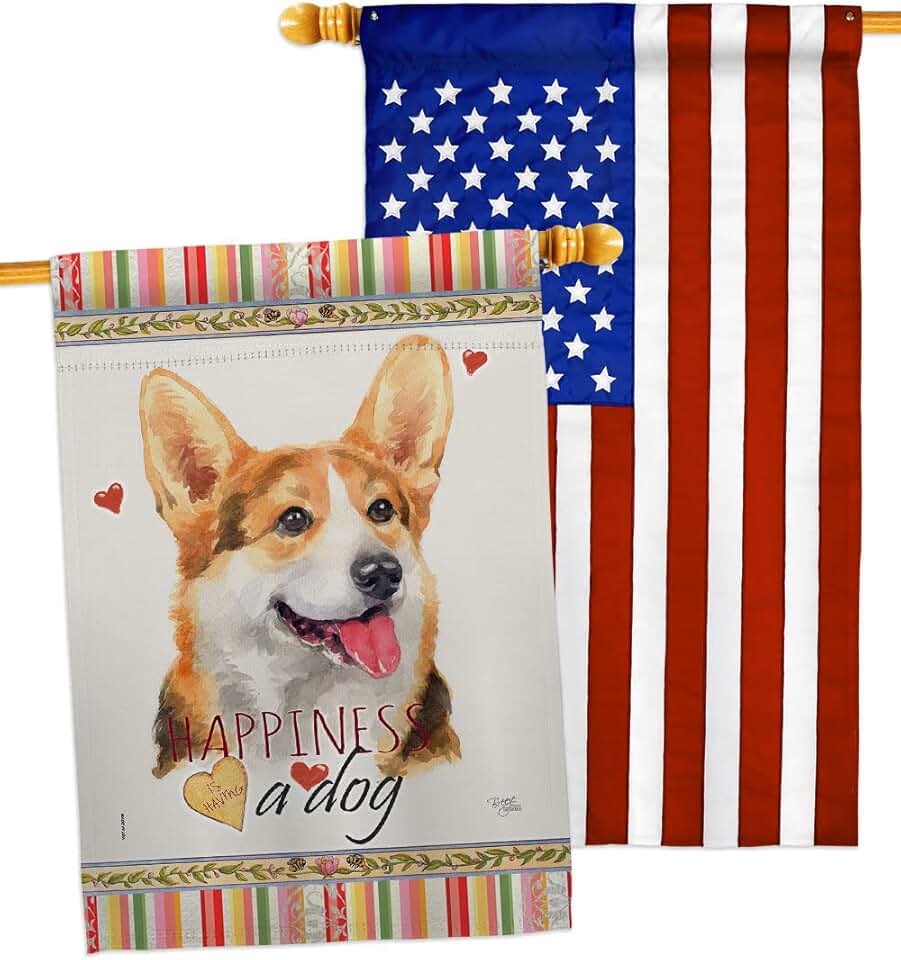 Decorative Corgi Dog House Flag for Garden or Yard