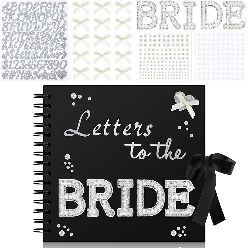 8x8 Inch Bride Letter Scrapbook with Stickers and Bows