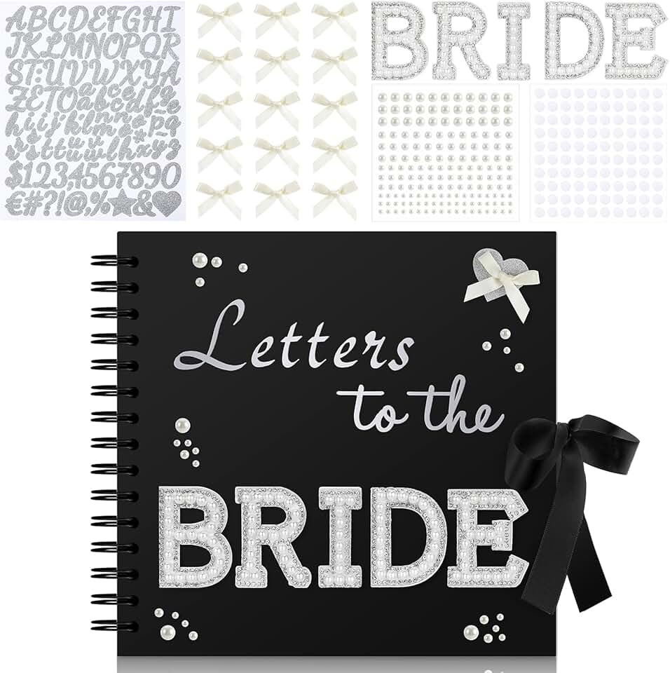 8x8 Inch Bride Letter Scrapbook with Stickers and Bows