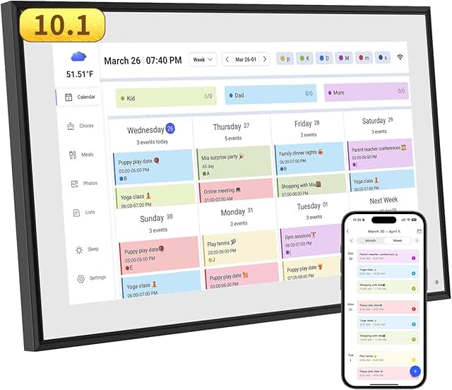 10.1 Inch Digital Calendar and Chore Chart with Touchscreen Display