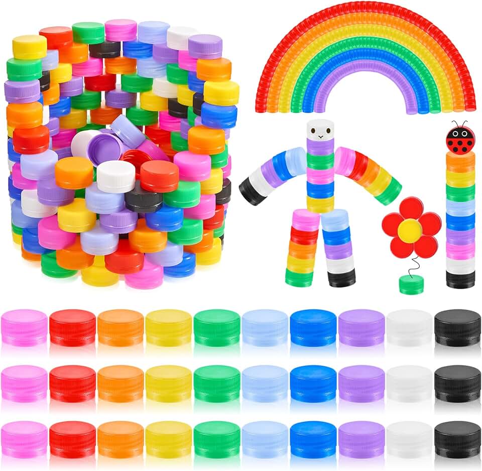 500 Colorful Plastic Bottle Caps for DIY Crafts