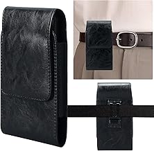 Leather phone holster with belt clip for large smartphones