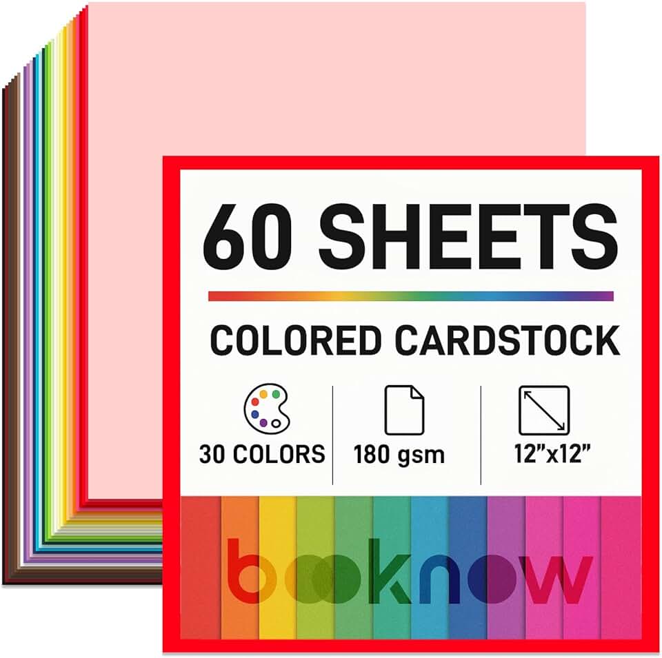 60 Sheets Colored Cardstock Paper for Crafts