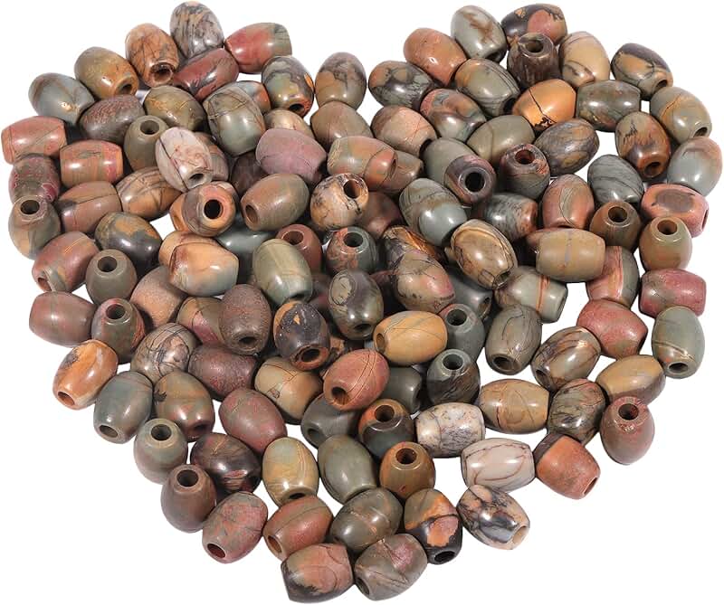 Large Oval Picasso Jasper Beads for Jewelry Making, Pack of 15