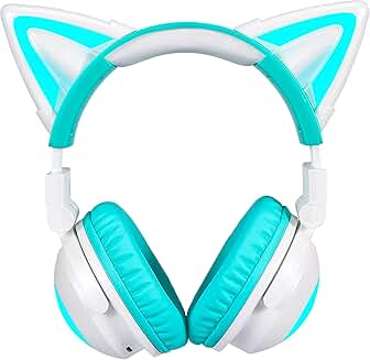 Wireless Cat Ear Headphones with Color Change and 3.5mm Jack
