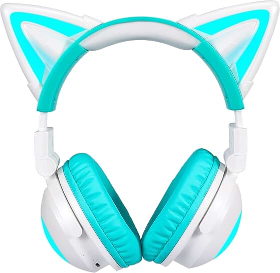 Wireless Cat Ear Headphones with Color Change and 3.5mm Jack