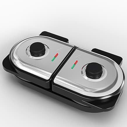 Double Belgian Waffle Maker with Adjustable Browning