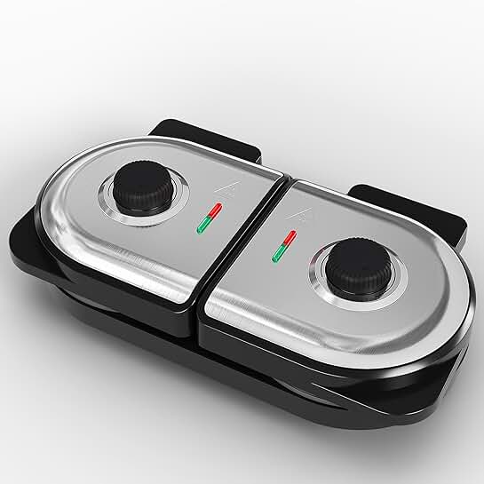 Double Belgian Waffle Maker with Adjustable Browning