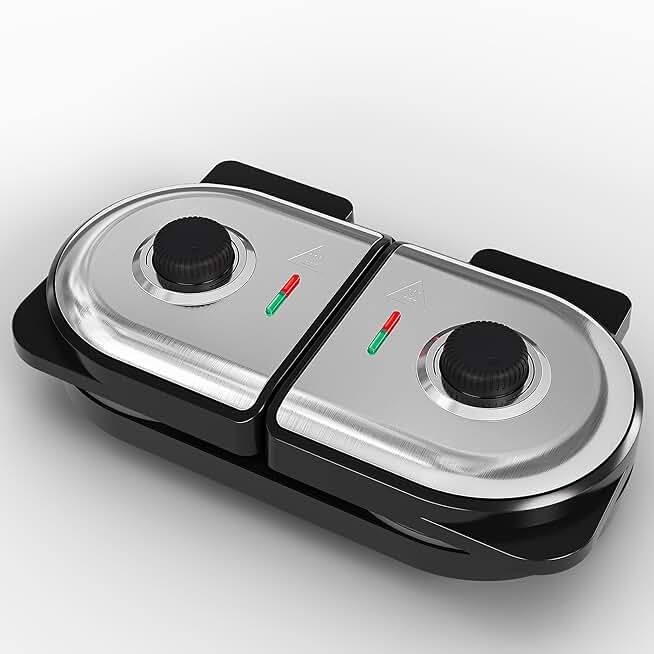 Double Belgian Waffle Maker with Adjustable Browning