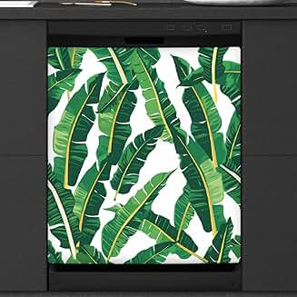 Tropical Banana Leaves Dishwasher Magnet Cover