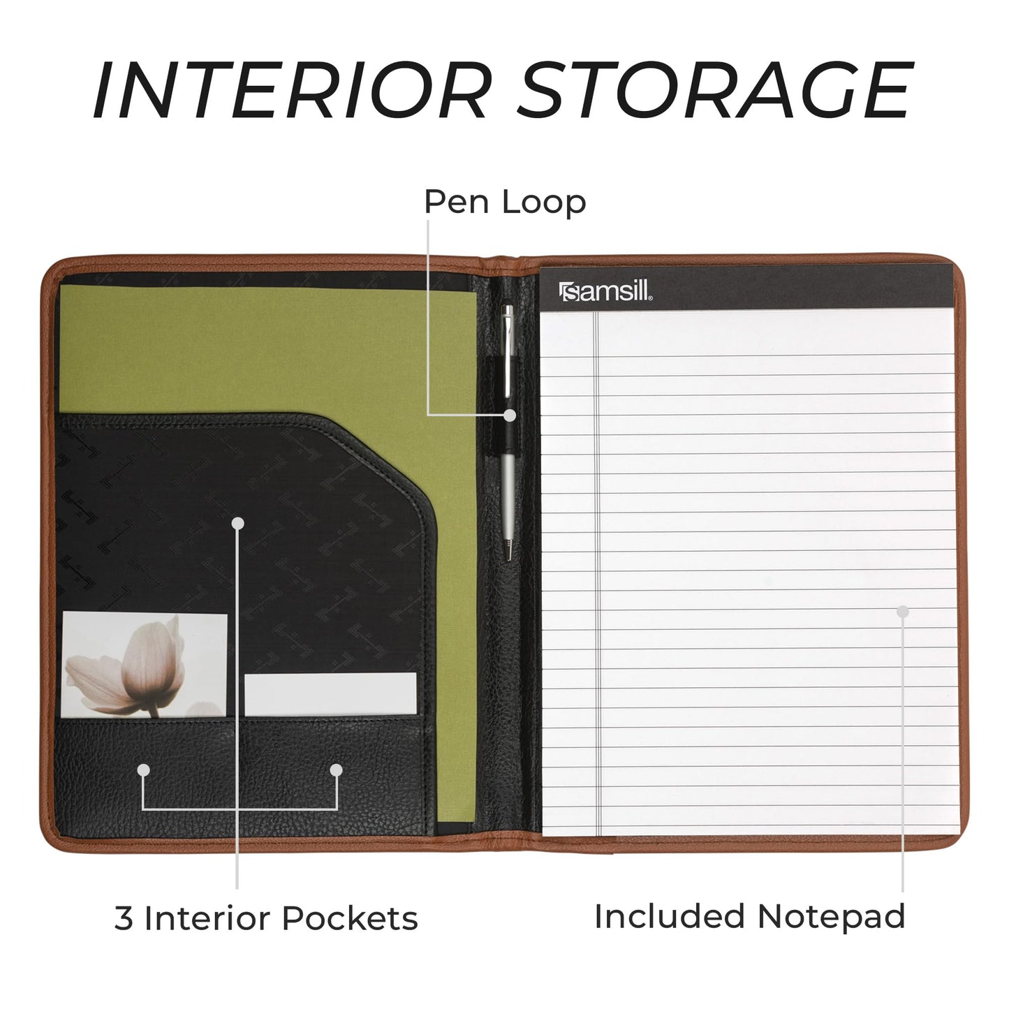 Black Leather Business Portfolio with Writing Pad