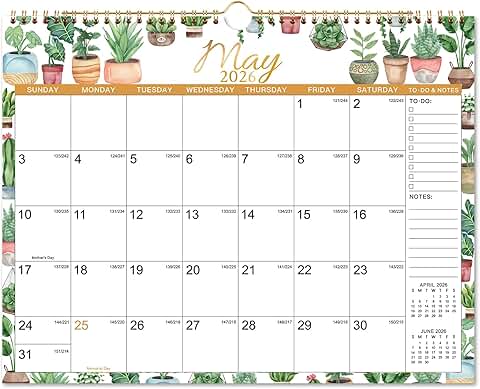 2026 Wall Calendar, Jan-Dec, 14.8"x11.5"