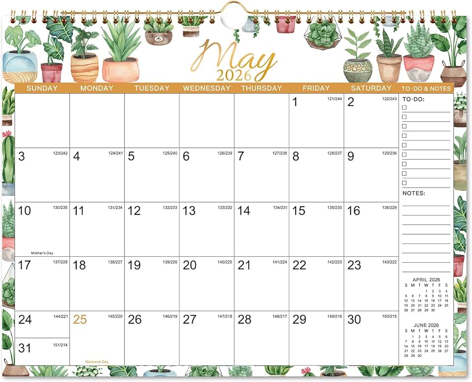 2026 Wall Calendar, Jan-Dec, 14.8"x11.5"