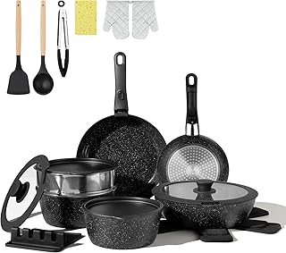 23-Piece Nonstick Ceramic Cookware Set with Removable Handles