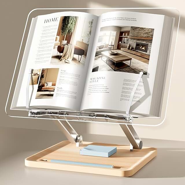 Adjustable Clear Acrylic Book Stand with Pen Slot