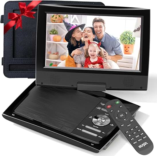 11-inch portable DVD player with swivel screen and rechargeable battery