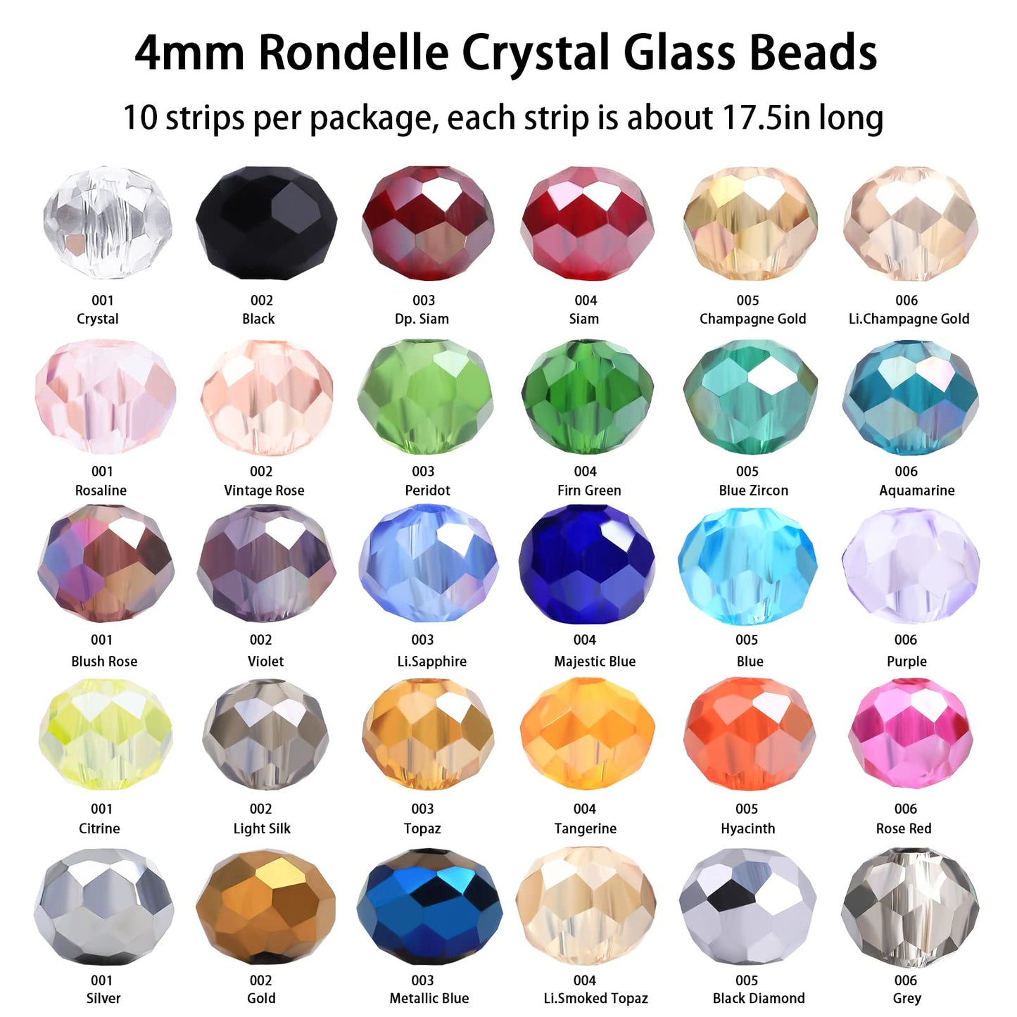 10 Strands 4mm Crystal Beads for Jewelry Making