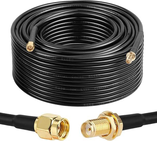 100FT RP-SMA Male to Female Coax Cable for WiFi and Router