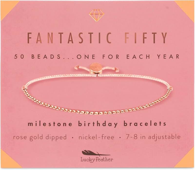 50th Birthday Gift for Her with Beaded Bracelet