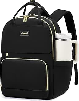 Large 17-inch Waterproof Laptop Backpack with Tumbler Pocket