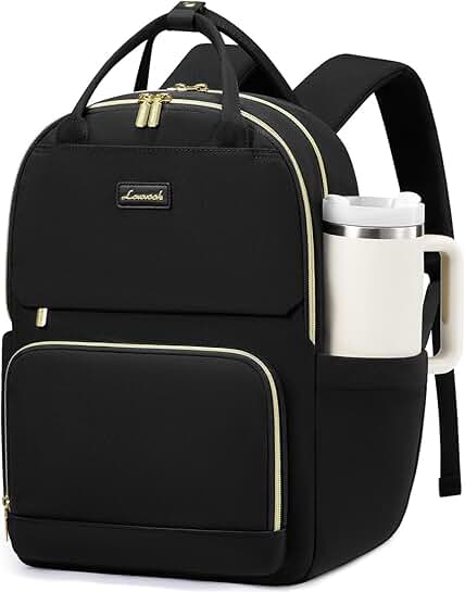 Large 17-inch Waterproof Laptop Backpack with Tumbler Pocket