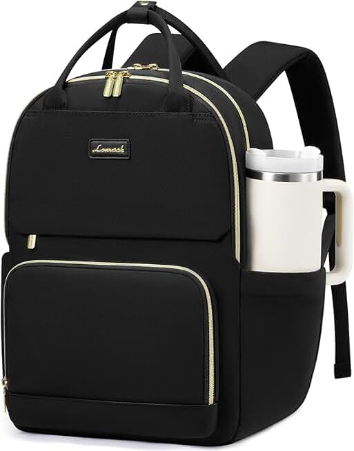 Large 17-inch Waterproof Laptop Backpack with Tumbler Pocket