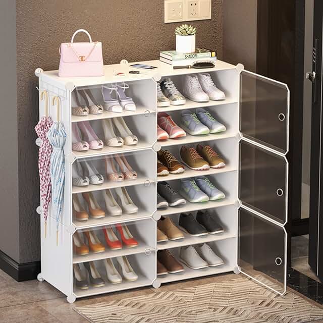 White Shoe Storage Cabinet with Doors