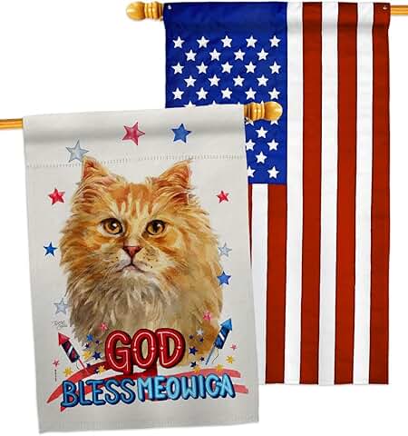 Patriotic Ginger Cat House Flag for Garden or Yard