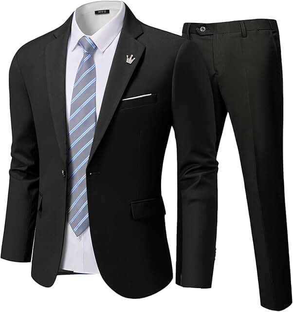 Men's Slim Fit 2-Piece Suit with Tie