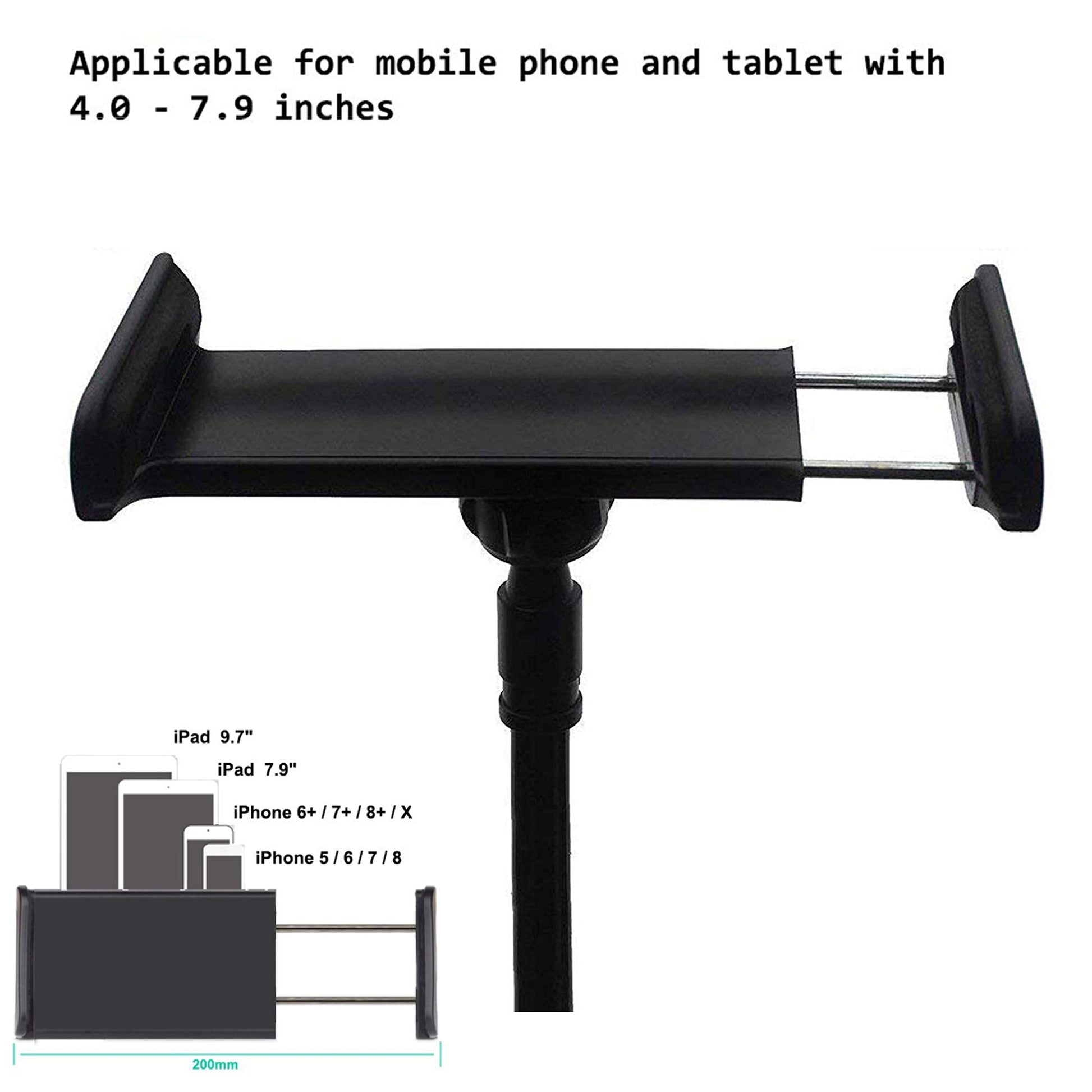Tablet Stand Holder, Mount Holder Clip with Grip Flexible Long Arm Gooseneck Compatible with ipad iPhone/Nintendo Switch/Samsung Galaxy Tabs/ Kindle HD - Black