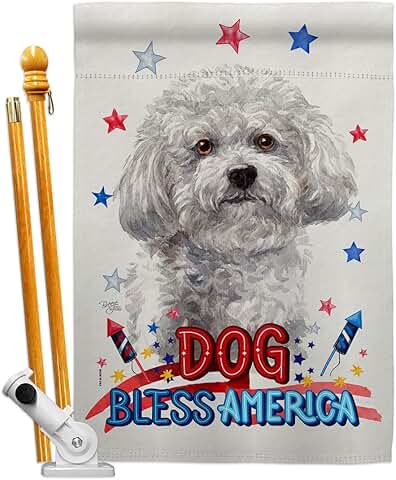 Patriotic Bichon Frise Dog House Flag Set