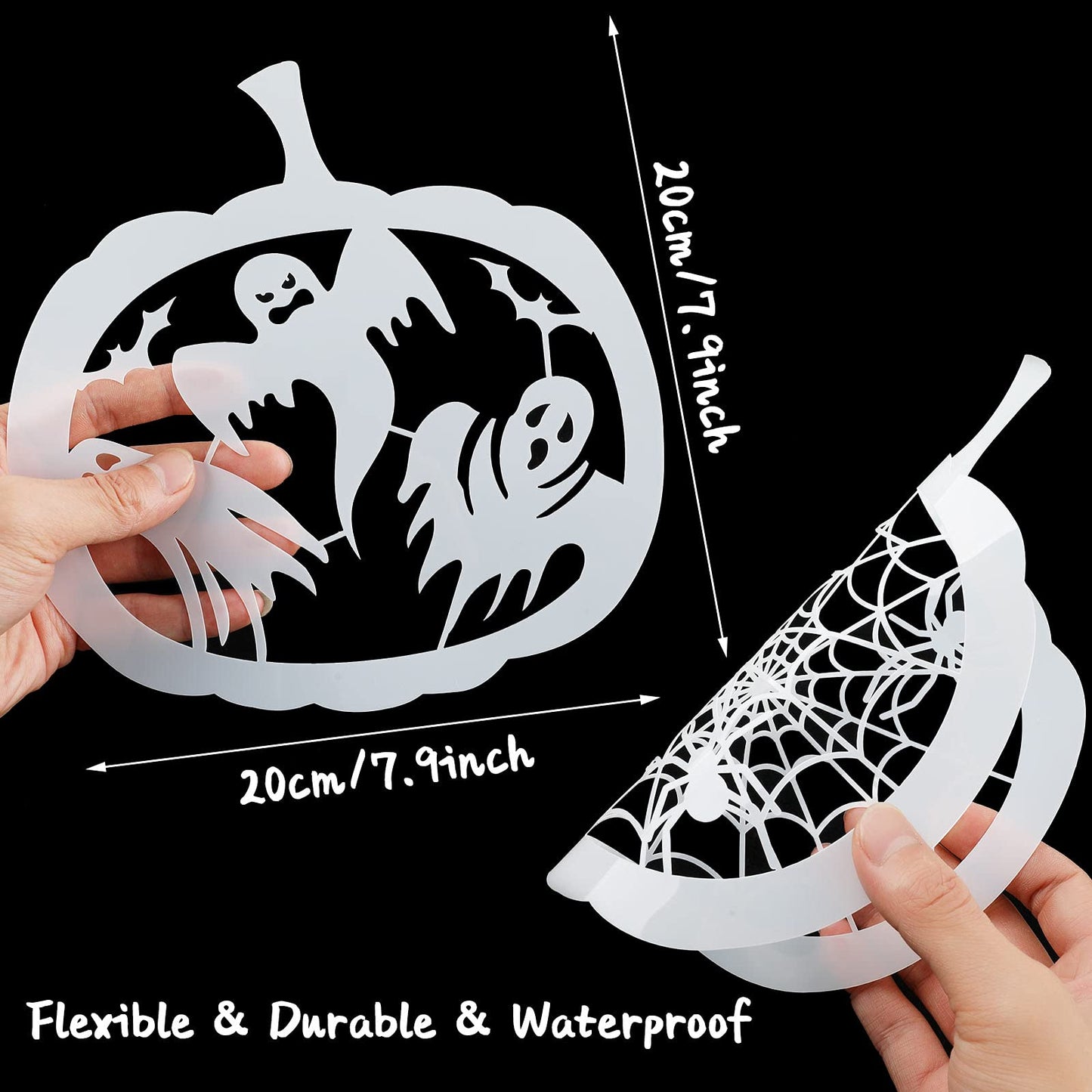 25 Pieces Reusable Pumpkin Expression Templates 7.9 Inch