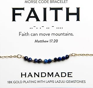 Minimalist 18K Gold and Lapis Morse Code Bracelet for Women