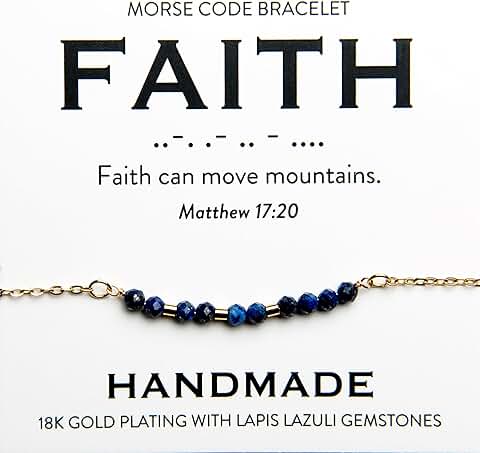 Minimalist 18K Gold and Lapis Morse Code Bracelet for Women