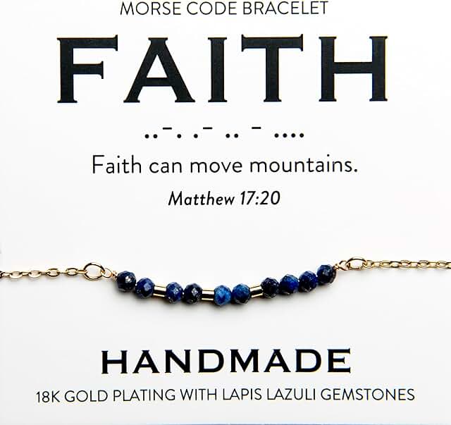 Minimalist 18K Gold and Lapis Morse Code Bracelet for Women