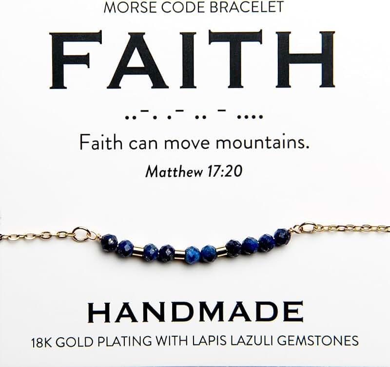 Minimalist 18K Gold and Lapis Morse Code Bracelet for Women