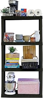 Heavy Duty Plastic Storage Shelves, 4-Tier Black