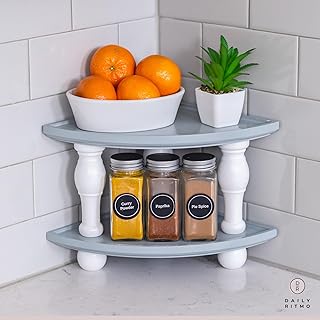 Wooden Corner Counter Shelf Set for Bathroom and Kitchen
