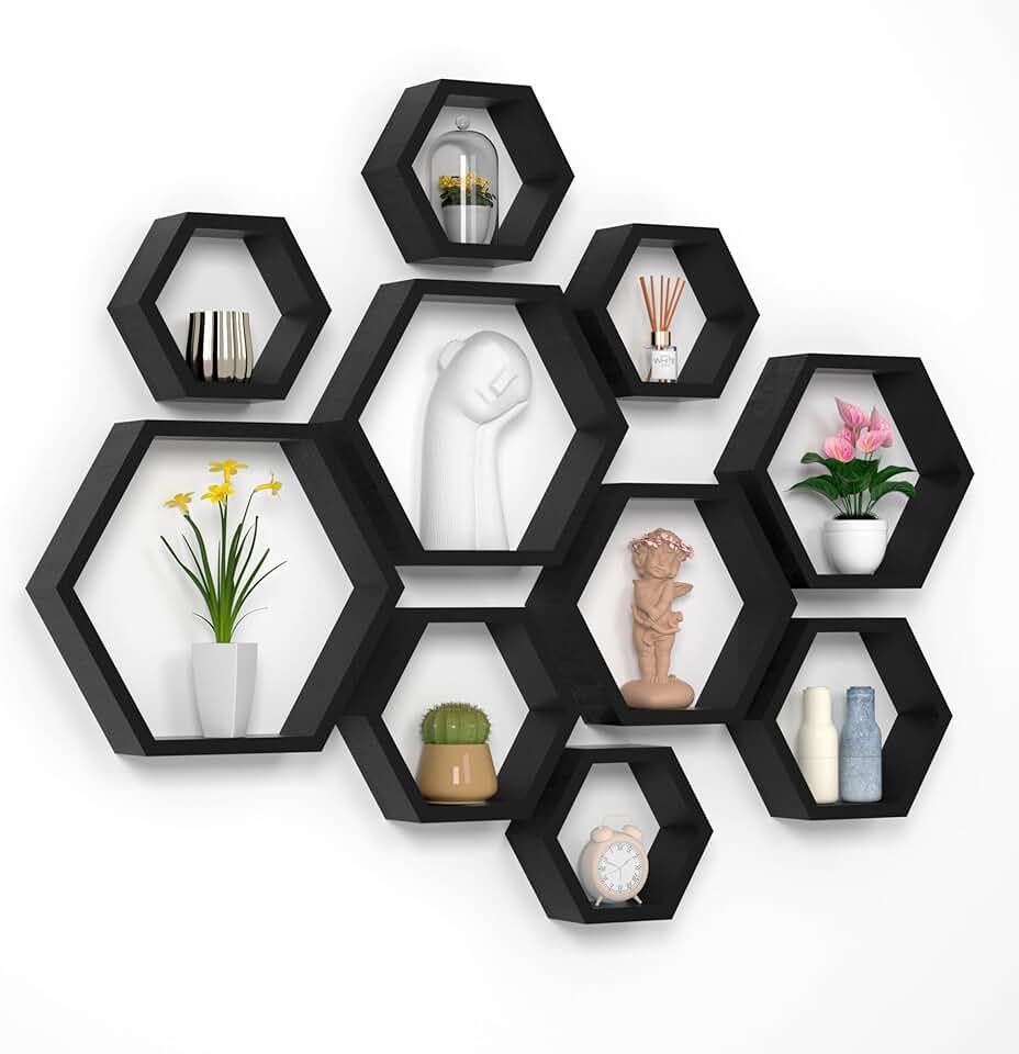 Hexagon Floating Shelves for Bathroom, Kitchen, Bedroom, Living Room