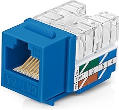 50 Blue 90° Angled RJ45 Cat6A Keystone Jacks