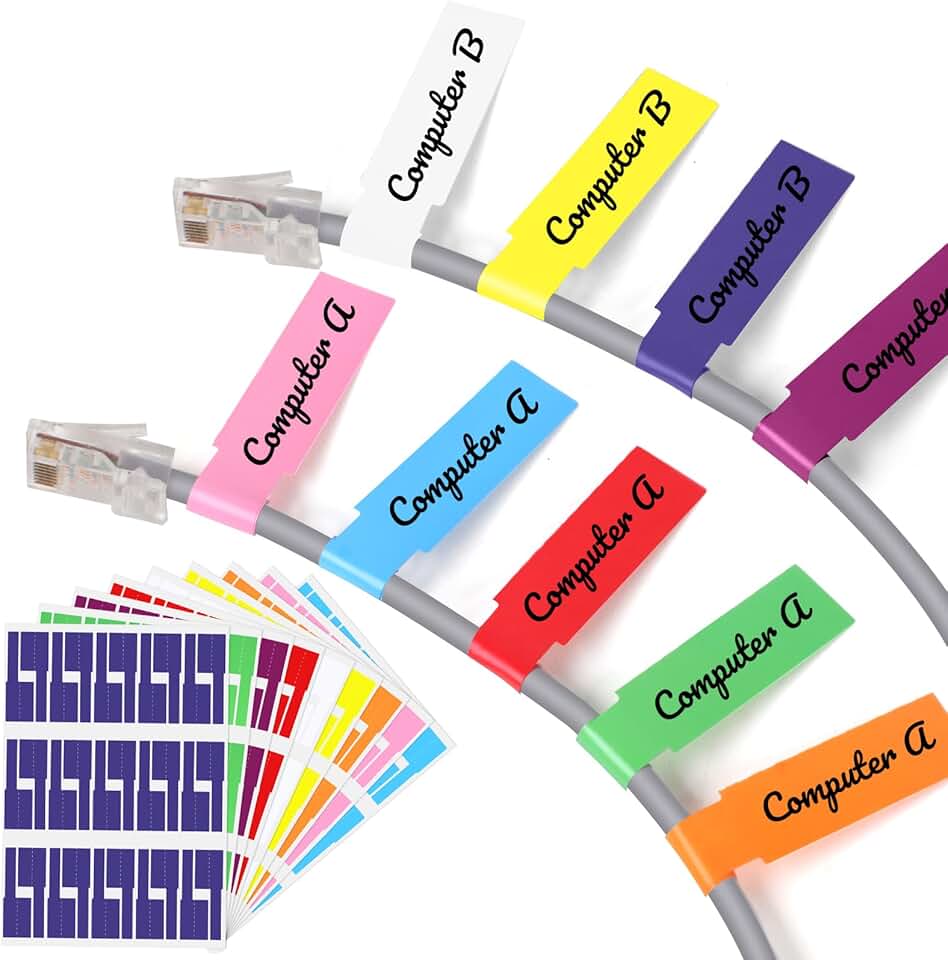 540 Cable Labels in 9 Colors for Wire Management