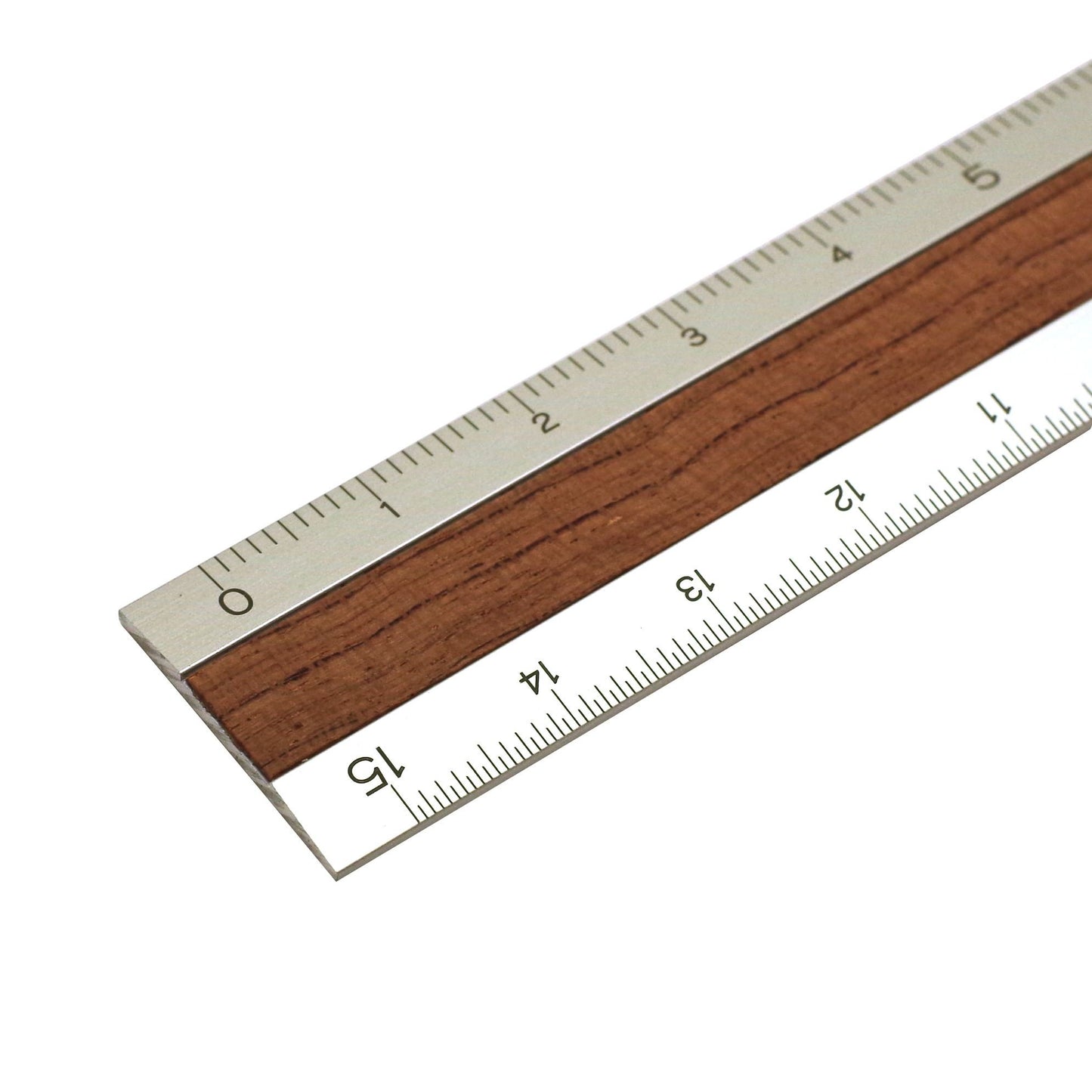Dark Brown Aluminium and Wood Ruler, 15cm