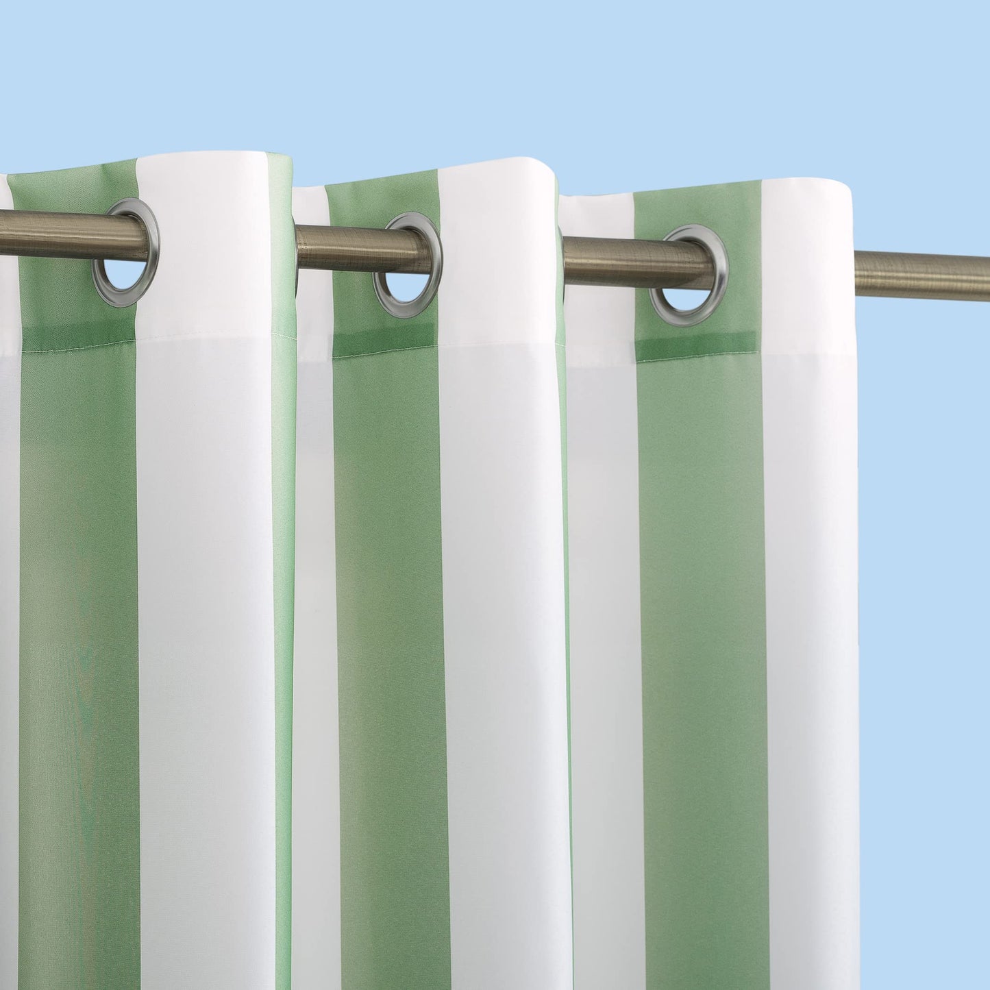 Valencia 2-Pack Cabana Stripe Indoor/Outdoor UV Protectant Energy Efficient Grommet Curtain Panel Pair