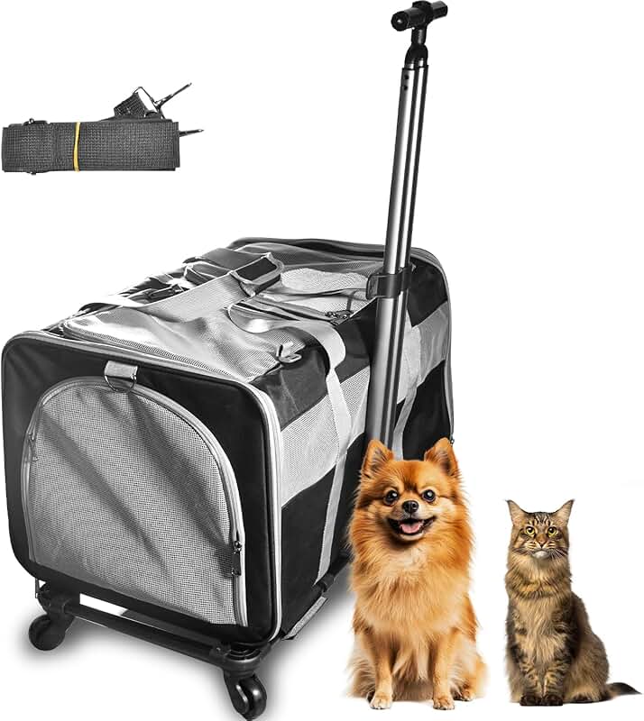 Large Rolling Cat and Dog Carrier for Travel