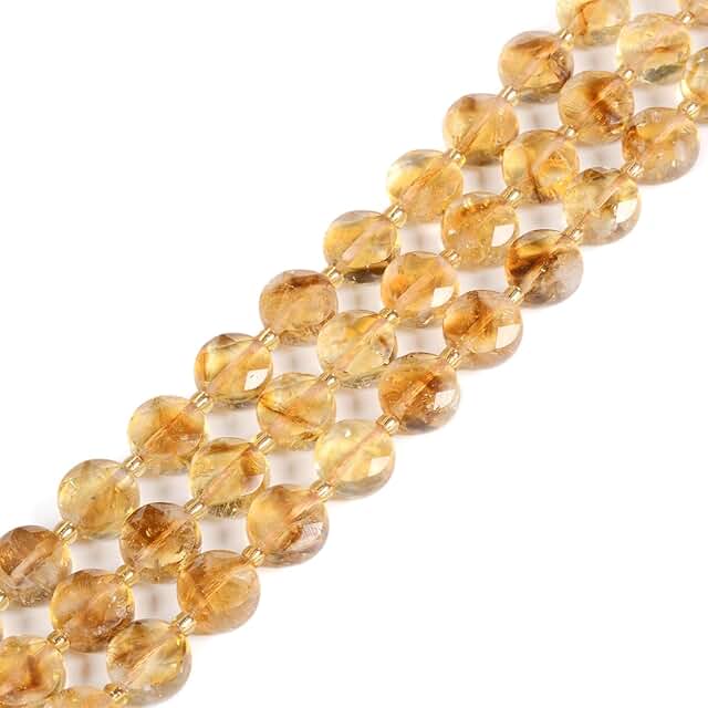 10mm Citrine Coin Beads for Jewelry Making