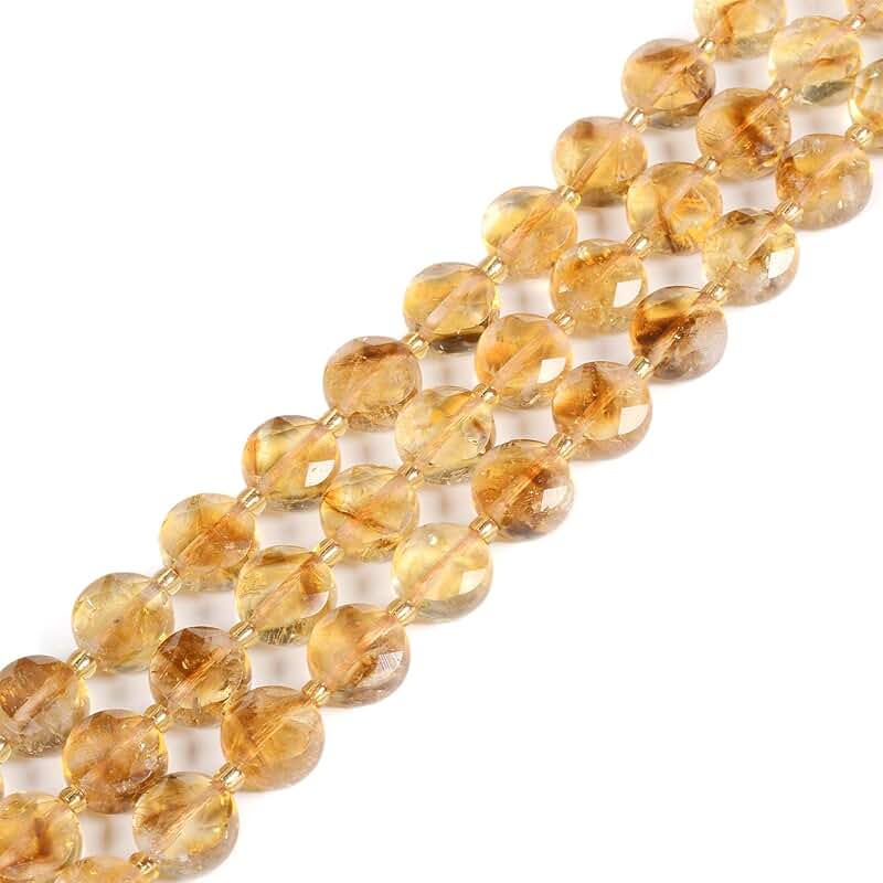 10mm Citrine Coin Beads for Jewelry Making